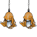 Playing with eggs and kitten keychain