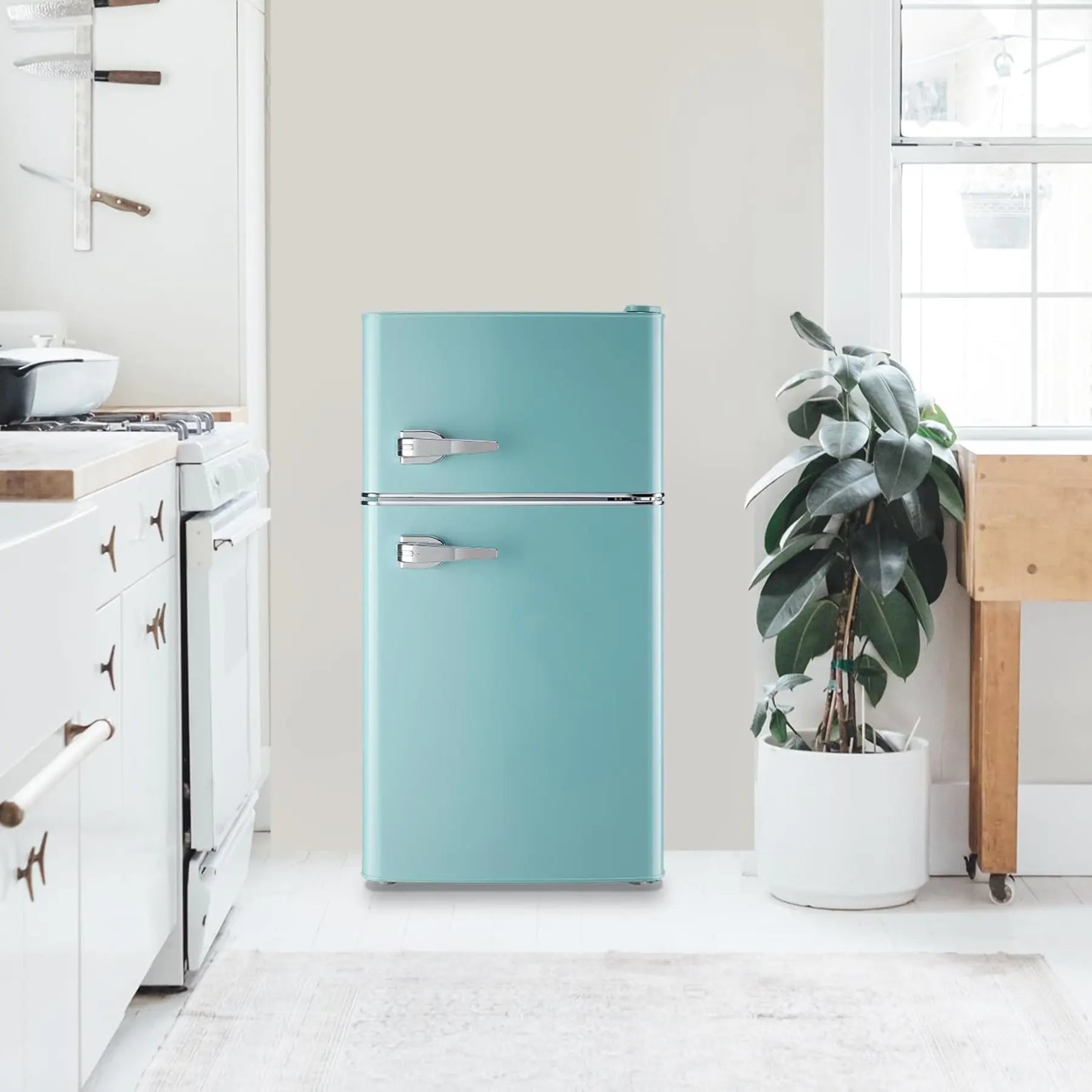 Small Retro Double-door Refrigerator