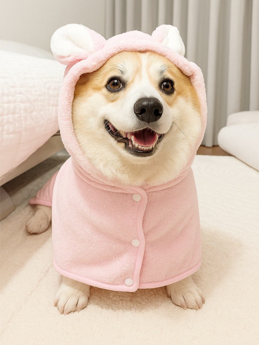 ZalloPaws Bunny Ear Pet Bathrobe