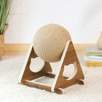 Cat Scratching Ball 360 ° - Innovative Scratching Post With Rotating Sisal Ball Sturdy Wooden Frame