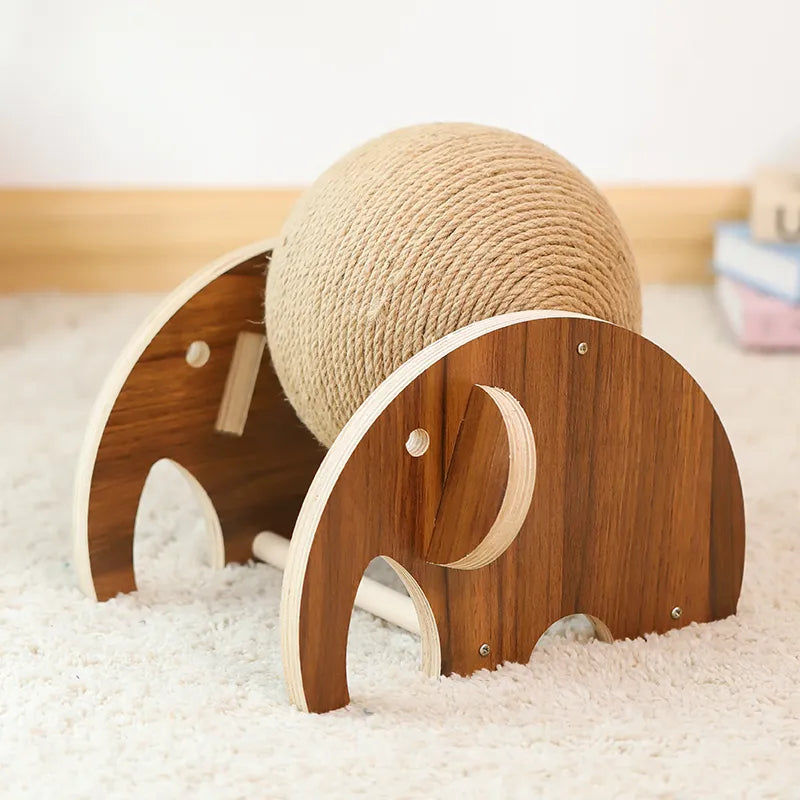 Cat Scratching Ball 360 ° - Innovative Scratching Post With Rotating Sisal Ball Sturdy Wooden Frame
