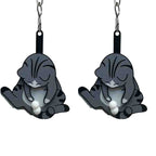 Playing with eggs and kitten keychain