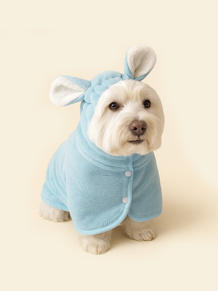 ZalloPaws Bunny Ear Pet Bathrobe