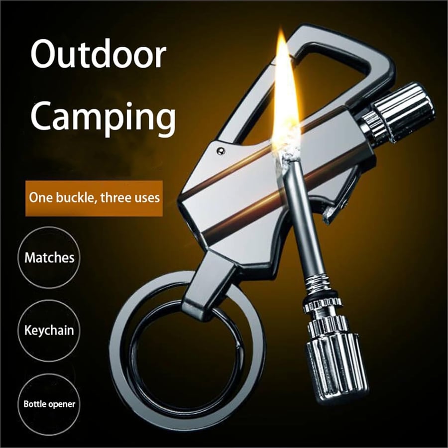 💥Permanent Match Infinity Lighter with Multitool Keychain Bottle Opener