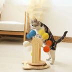 Cat Toy Ferris Wheel - Interactive Wooden Toy With Sisal Balls And Scratching Board