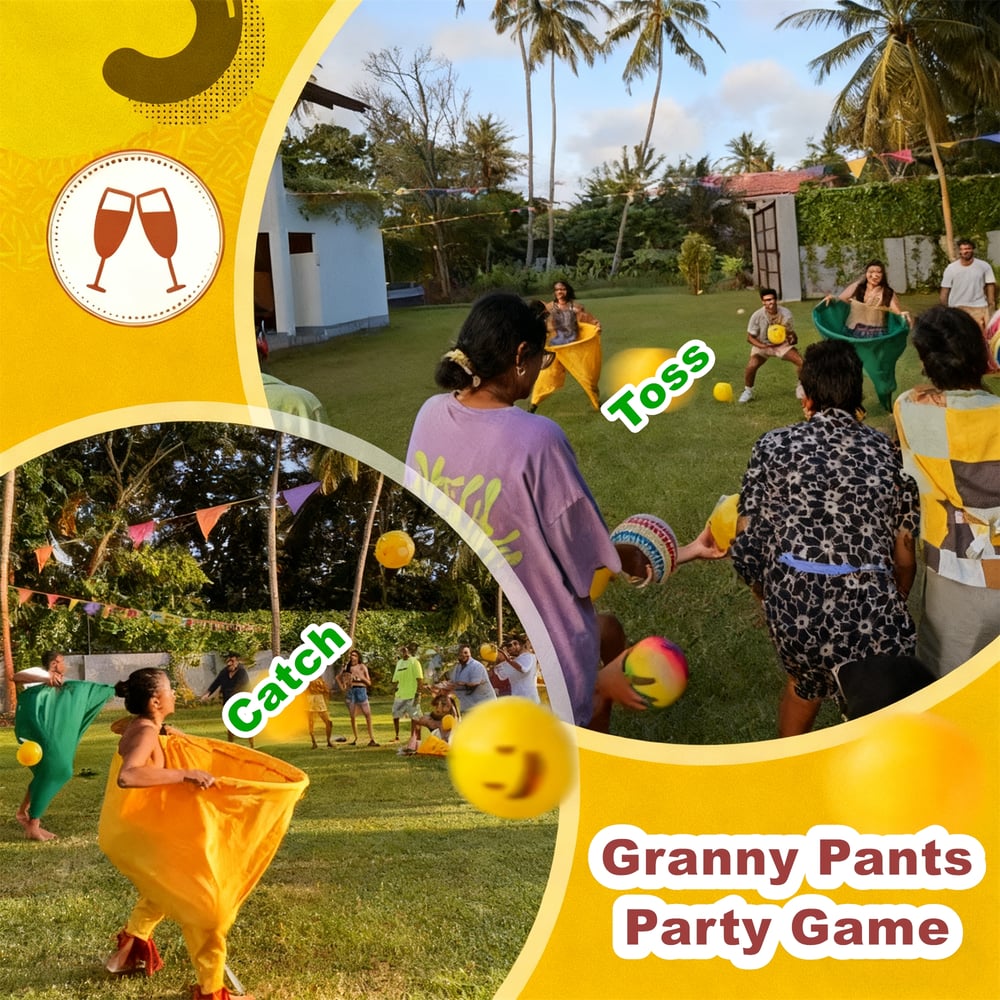 Granny Pants Yard Game Set – Giant Outdoor Parent-Child Game with Bouncy Ball & Pump