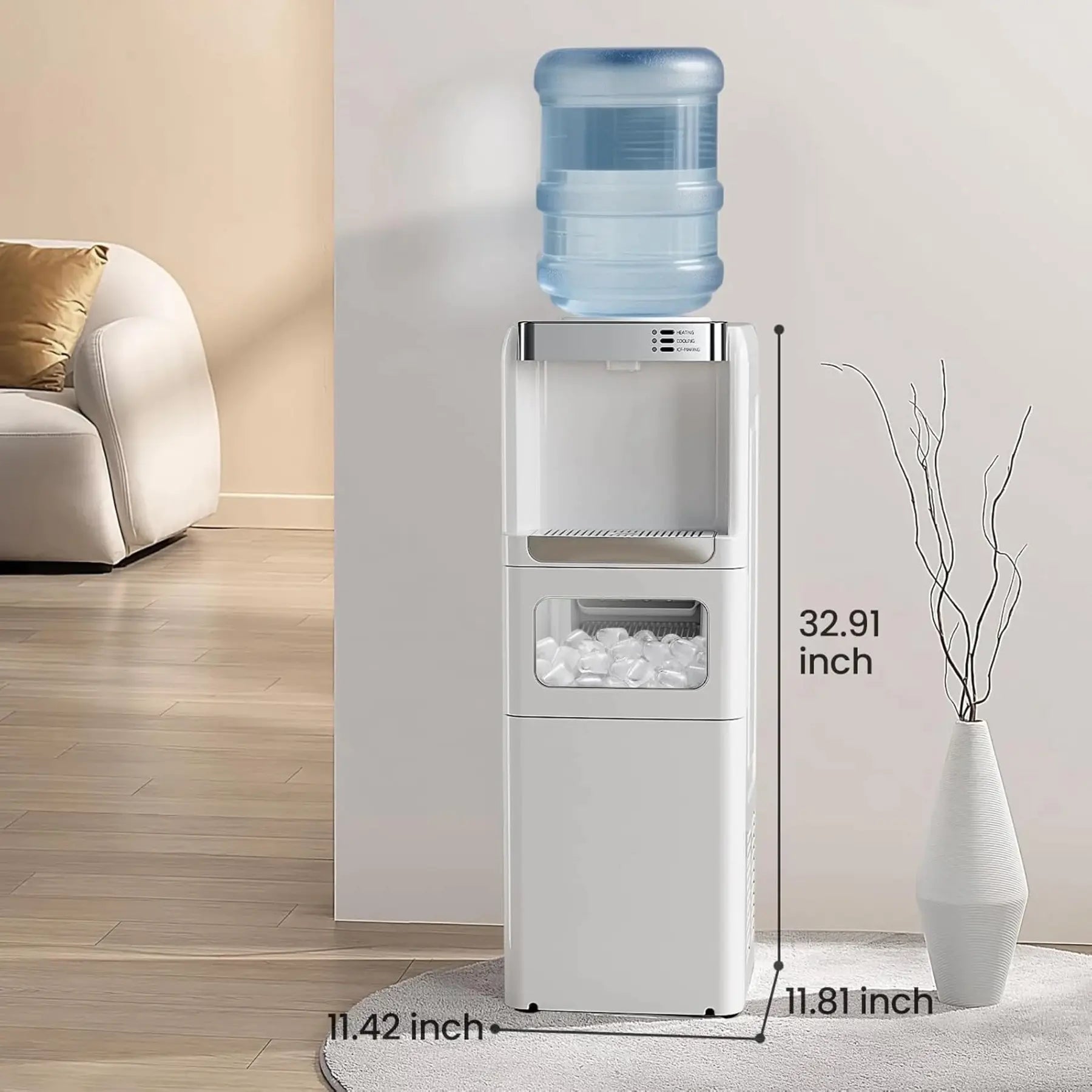 3-in-1 water dispenser with ice maker