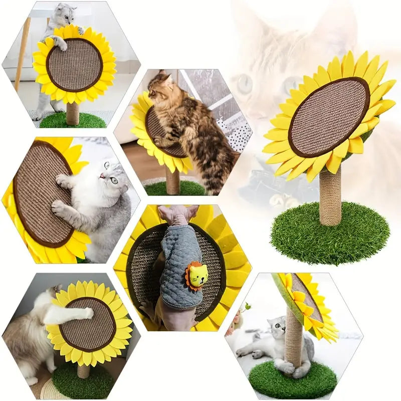 Cat Sunflower Scratching Post Made Of Sisal