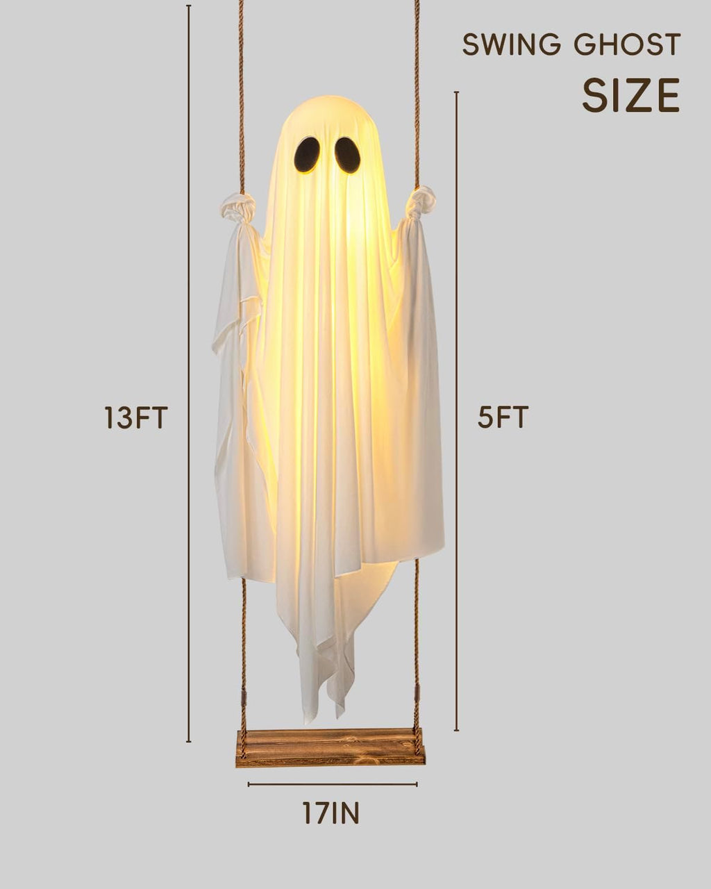 GhoulGlide – Large Swinging Ghost with 8-Mode LED Lighting