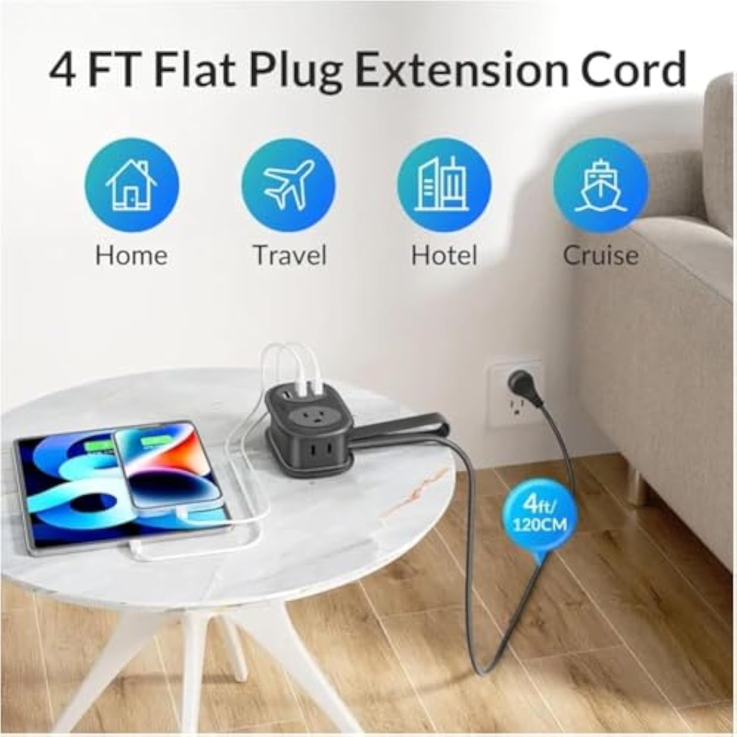 🔌 7-in-1 Power Strip – Compact Travel Charging Solution