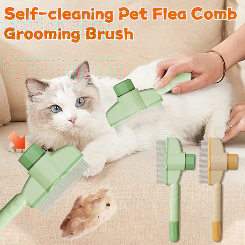 Self-cleaning Pet Flea Comb Grooming Brush - DogPlaybox
