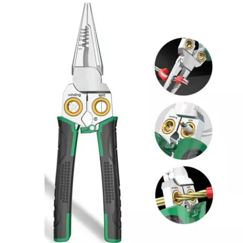 Outdoorfun 8 in 1 Wire Stripper Twister for Cutting and Pulling Wires Cable Scissors,Voltage Tester Pliers