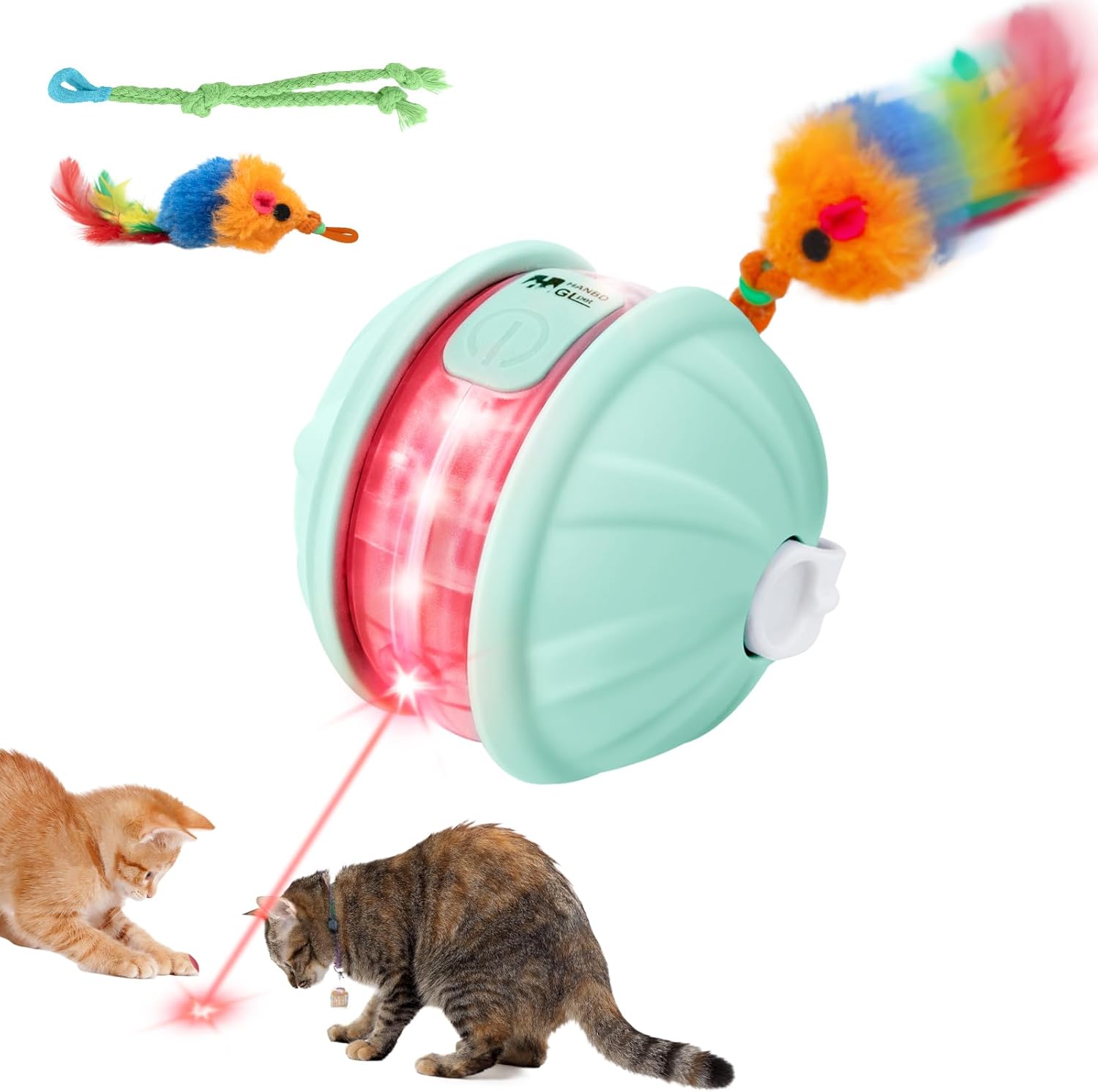 Smart Interactive Laser Ball for Cats – Voice, Light & Rolling Tail Fun