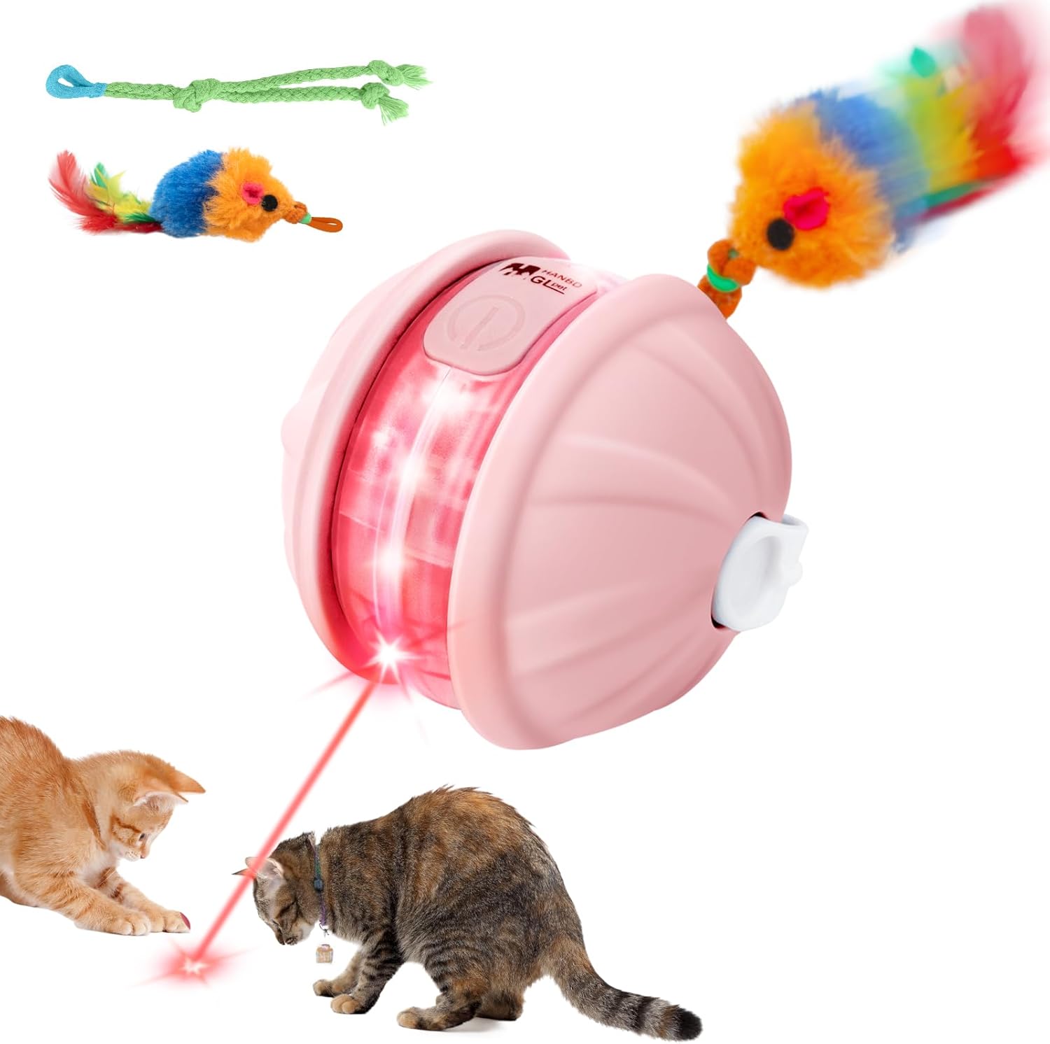 Smart Interactive Laser Ball for Cats – Voice, Light & Rolling Tail Fun