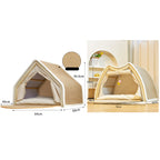 Double - layer Solid Wood Cat Hammock Bed with Rush Mat