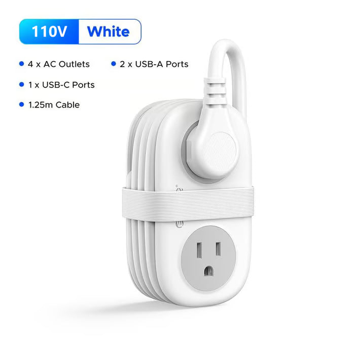 Travel Power Strip, ORICO 4 Outlets 2 USB Ports (1 USB C) with 4FT Wrapped Short Extension Cord Small Power Strip