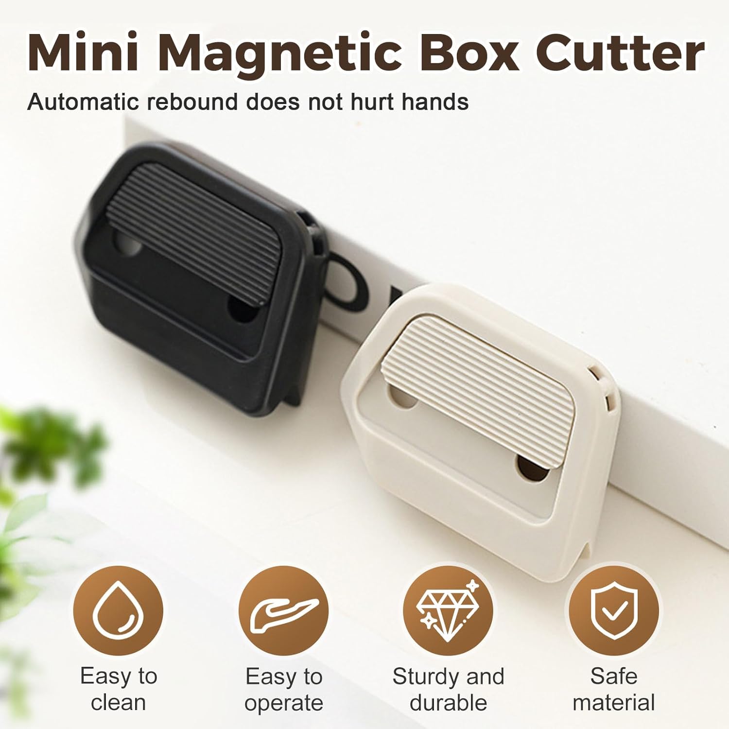 🏆 Flash Sale⚡ Magnetic Retractable Box Cutter - Safety Lock Utility Knife with Built-in Magnet for Easy Storage & Quick Access