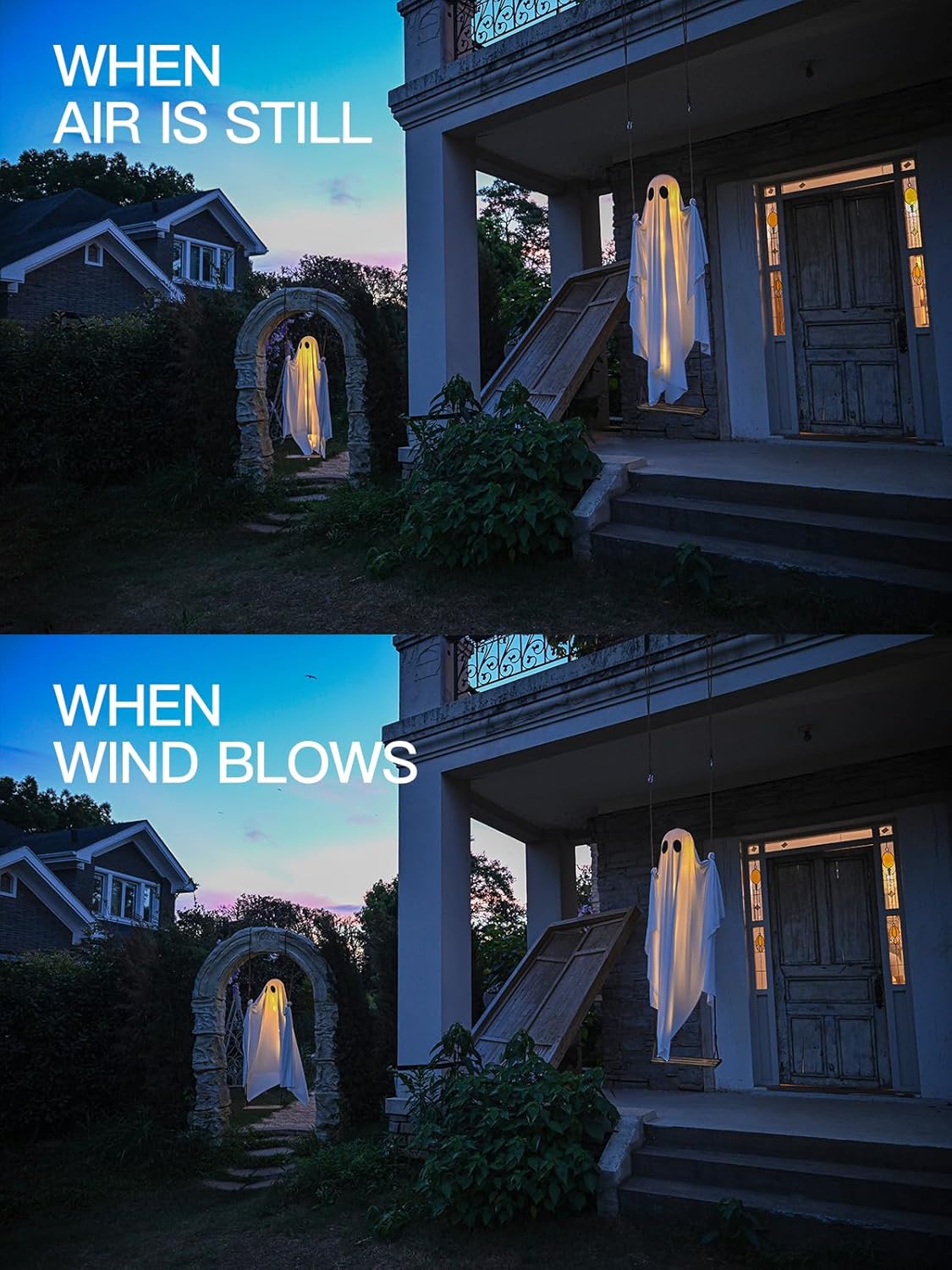 GhoulGlide – Large Swinging Ghost with 8-Mode LED Lighting