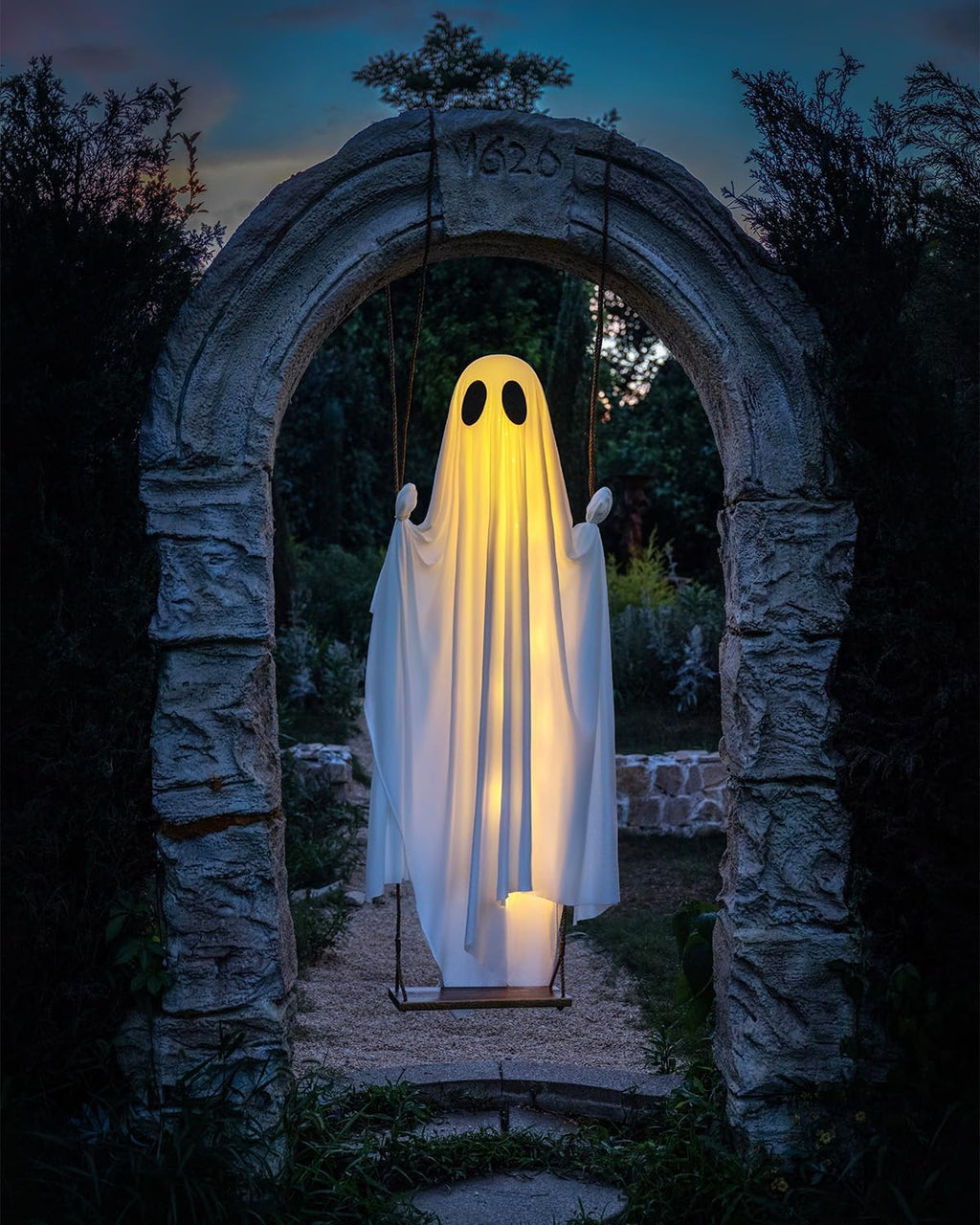 GhoulGlide – Large Swinging Ghost with 8-Mode LED Lighting