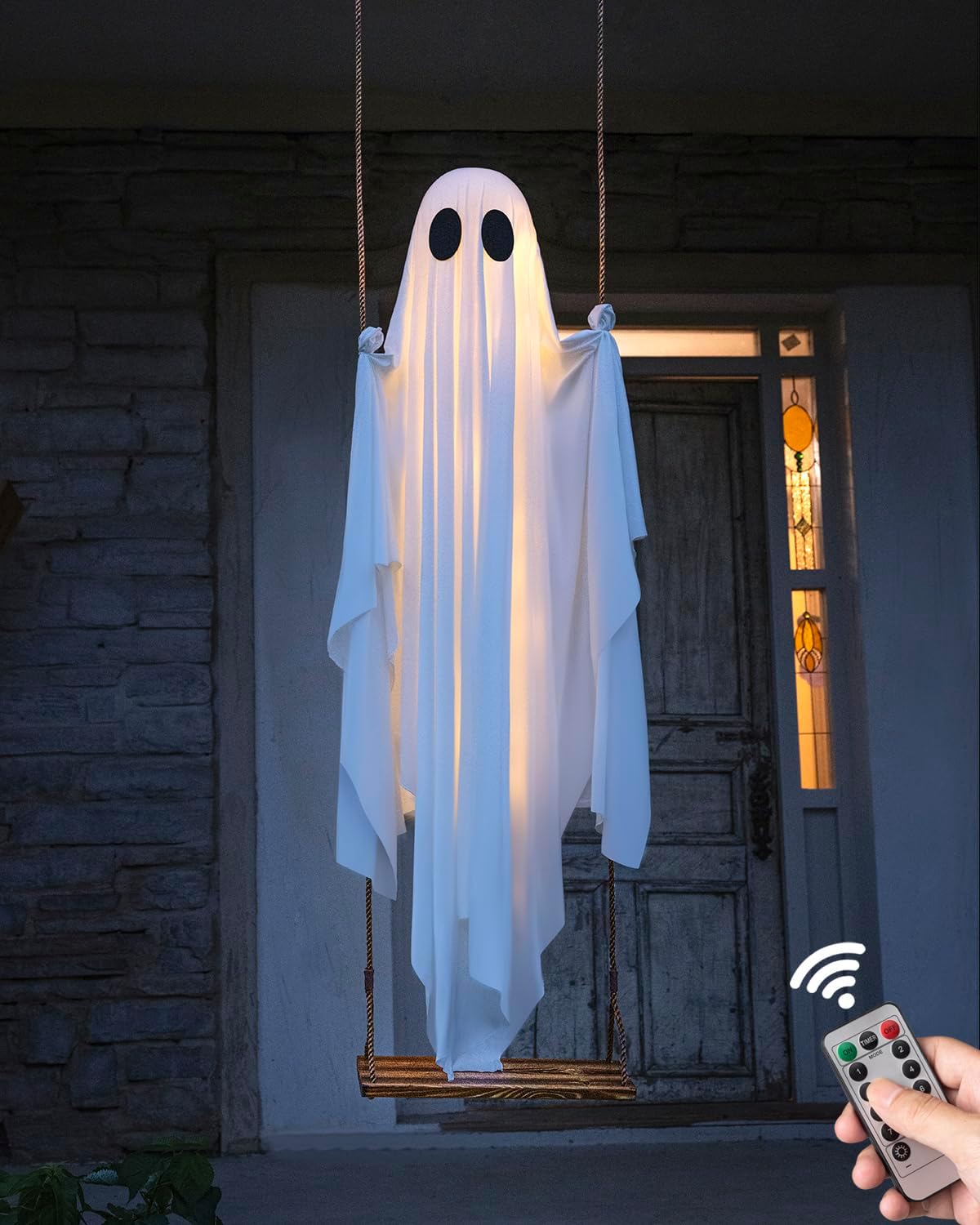 GhoulGlide – Large Swinging Ghost with 8-Mode LED Lighting