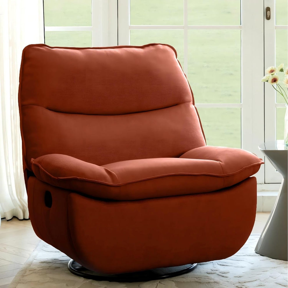 Nimbus™ 360° Swivel Rocker Recliner – Oversized Armless Lounge Chair with Premium Three-Proof Fabric