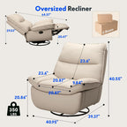Nimbus™ 360° Swivel Rocker Recliner – Oversized Armless Lounge Chair with Premium Three-Proof Fabric