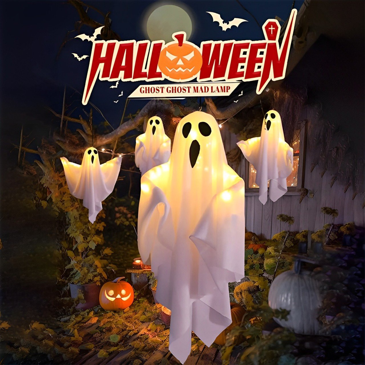 👻👻Halloween Glowing Ghost Chandelier