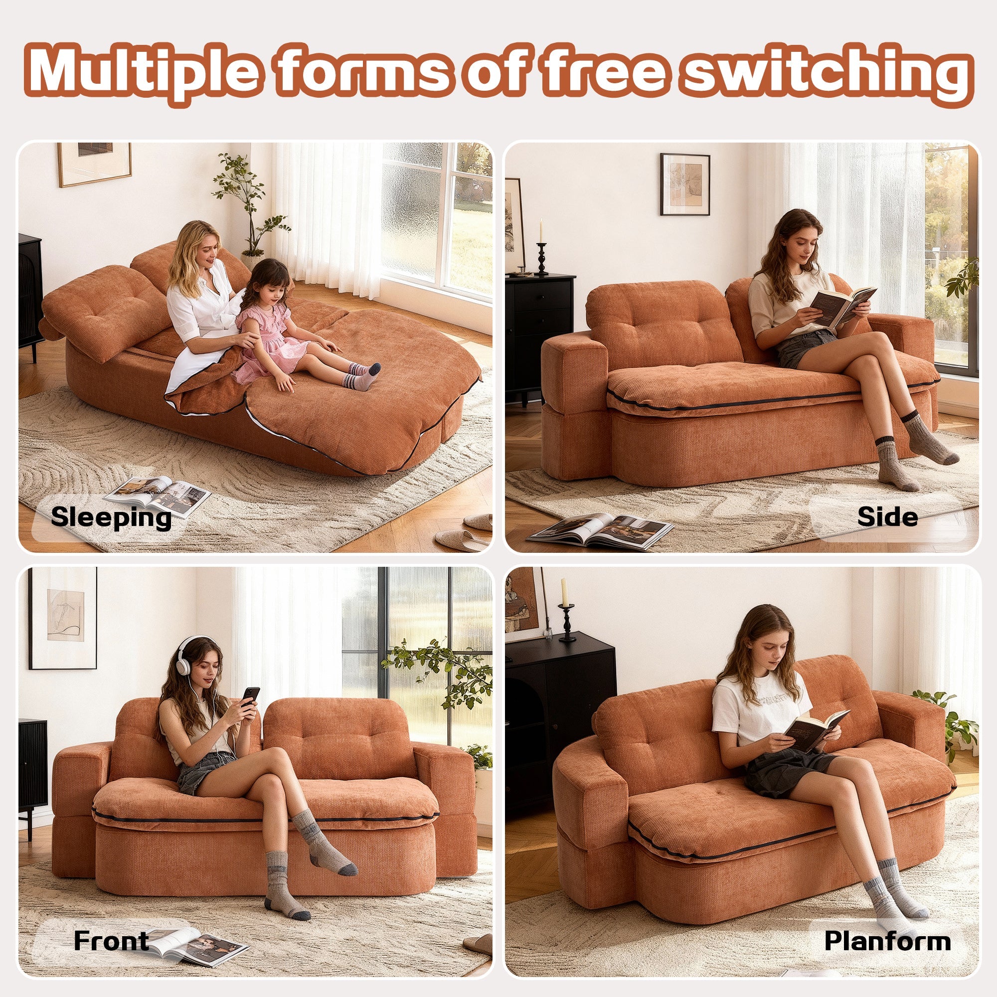 2 in 1 Convertible Sofa Bed — Memory Foam Comfort