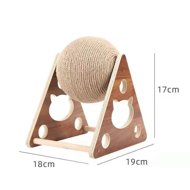 Cat Scratching Ball 360 ° - Innovative Scratching Post With Rotating Sisal Ball Sturdy Wooden Frame