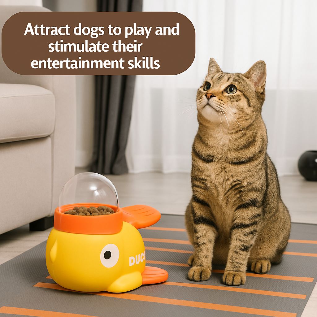 Interactive Duck-Themed Slow Feeder Toy for Cats