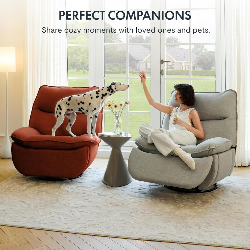 Nimbus™ 360° Swivel Rocker Recliner – Oversized Armless Lounge Chair with Premium Three-Proof Fabric