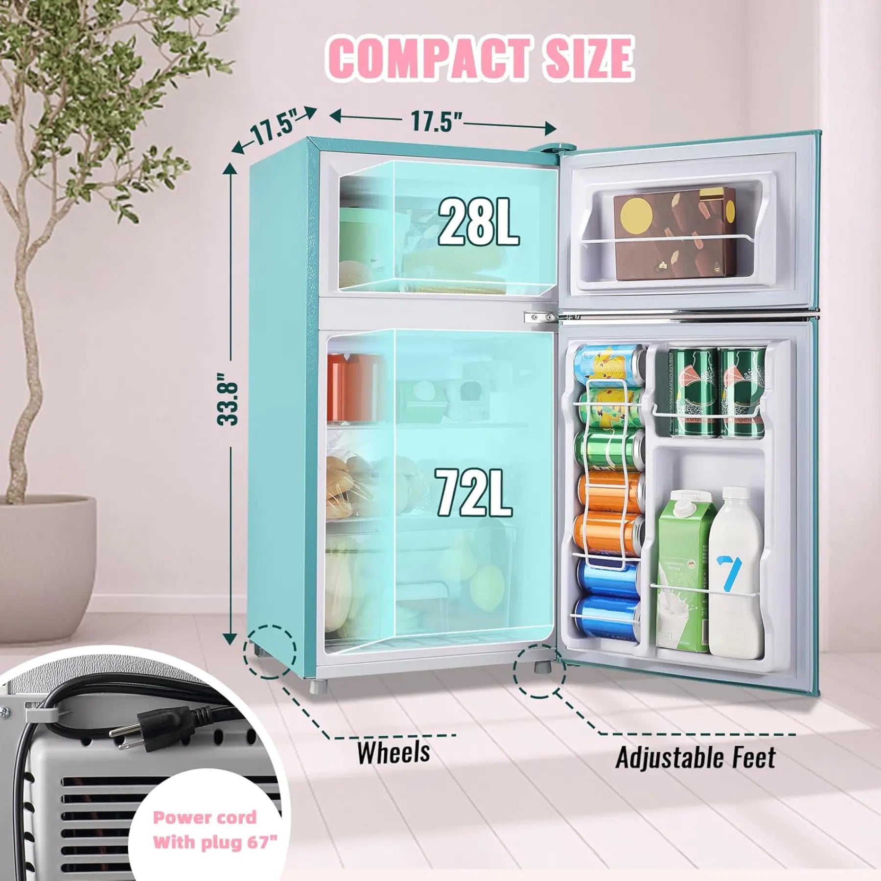 Small Retro Double-door Refrigerator