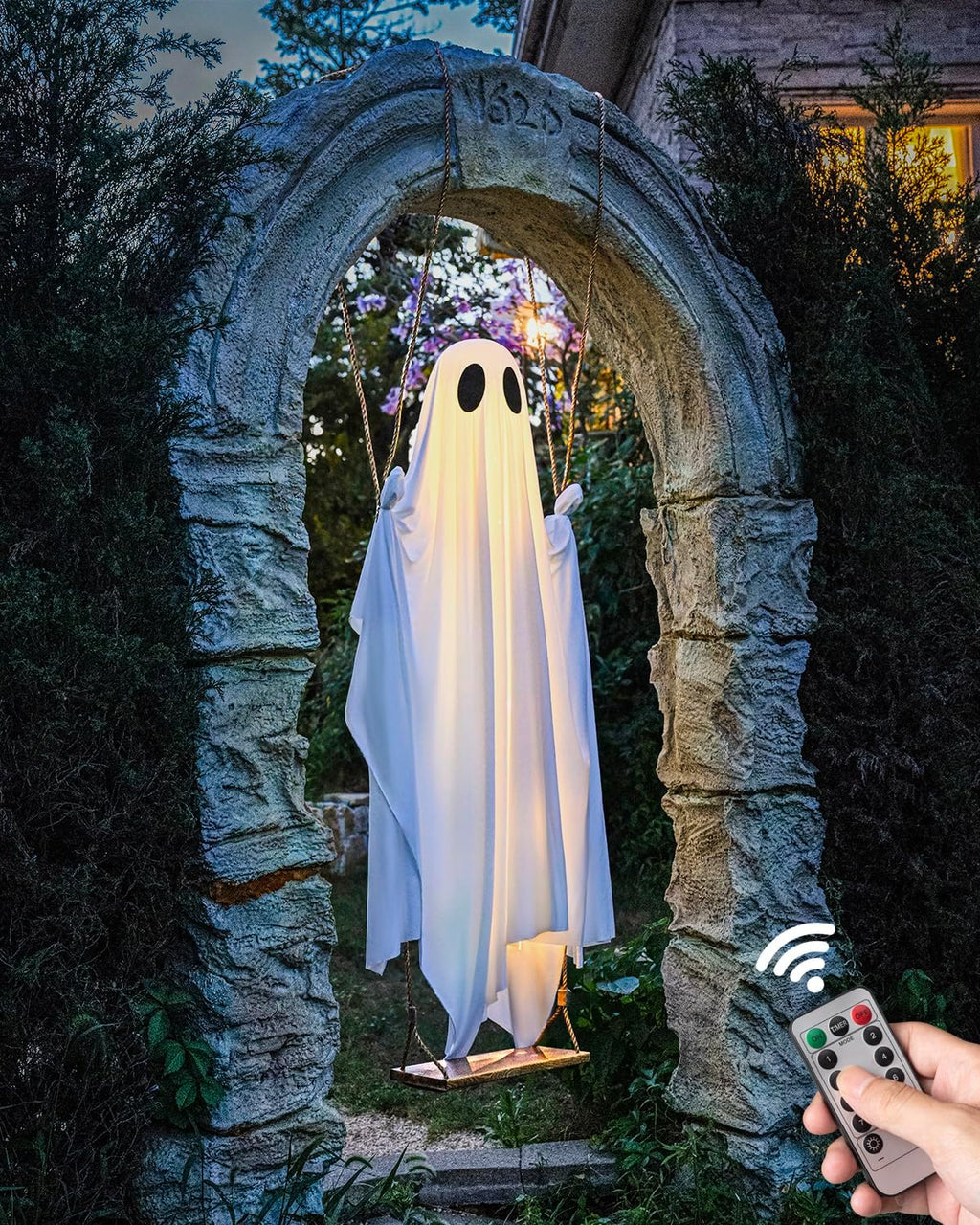 GhoulGlide – Large Swinging Ghost with 8-Mode LED Lighting