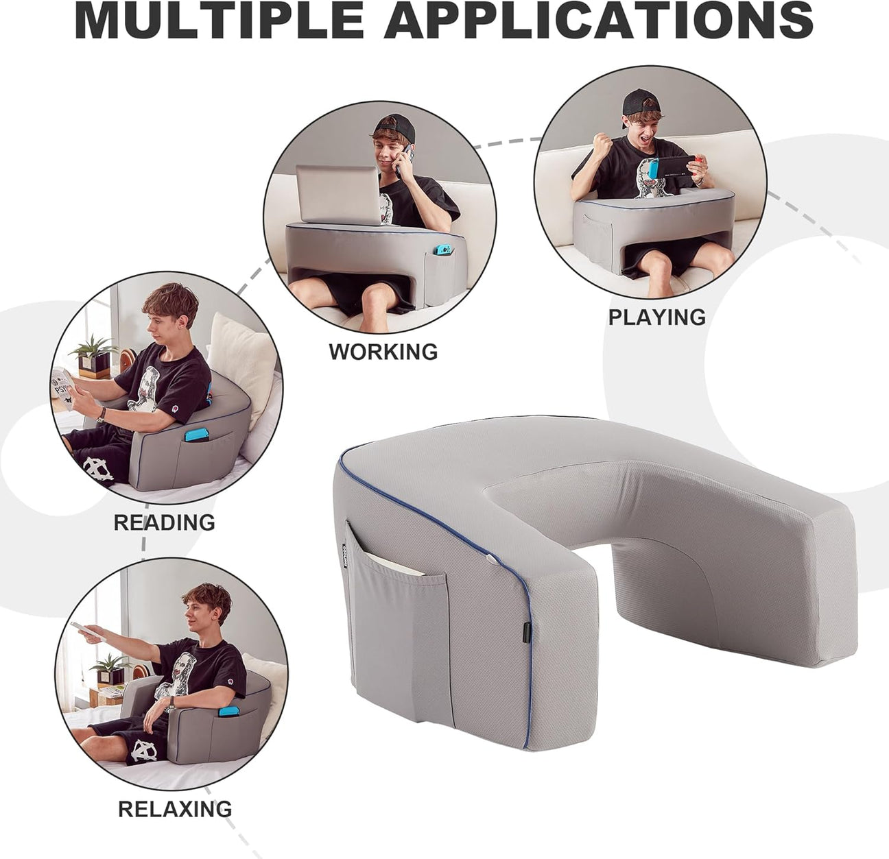 ✨ Memory Foam Lap Desk with Armrests & Pocket – Perfect for Reading or Working in Bed or Sofa