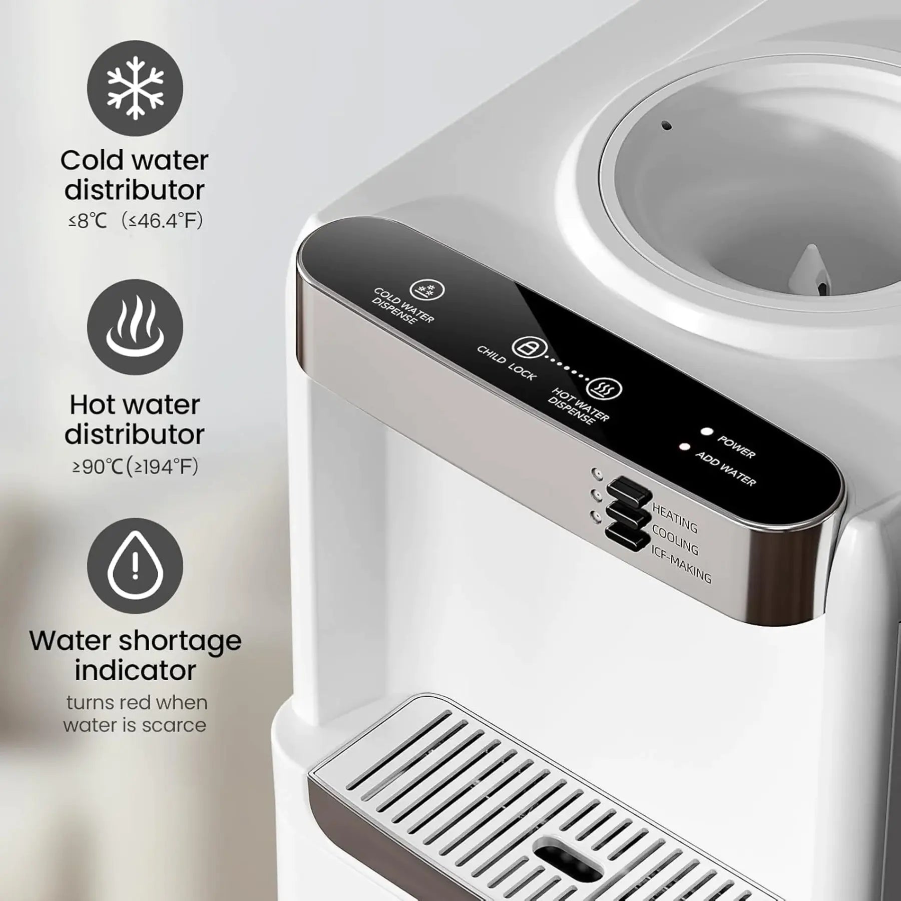 3-in-1 water dispenser with ice maker