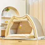 Double - layer Solid Wood Cat Hammock Bed with Rush Mat