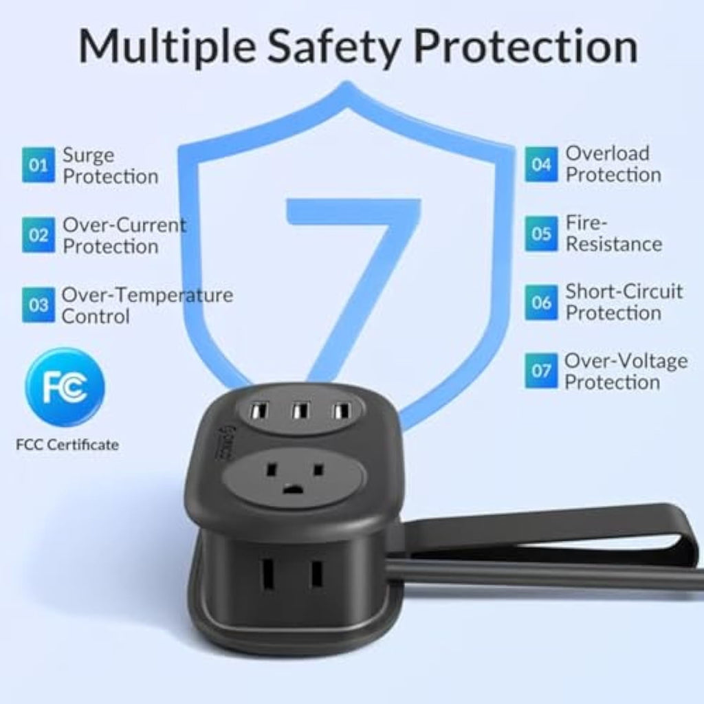 🔌 7-in-1 Power Strip – Compact Travel Charging Solution