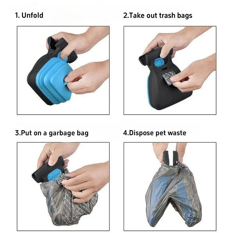 Portable Dog Poop Scooper with Waste Bag Dispenser