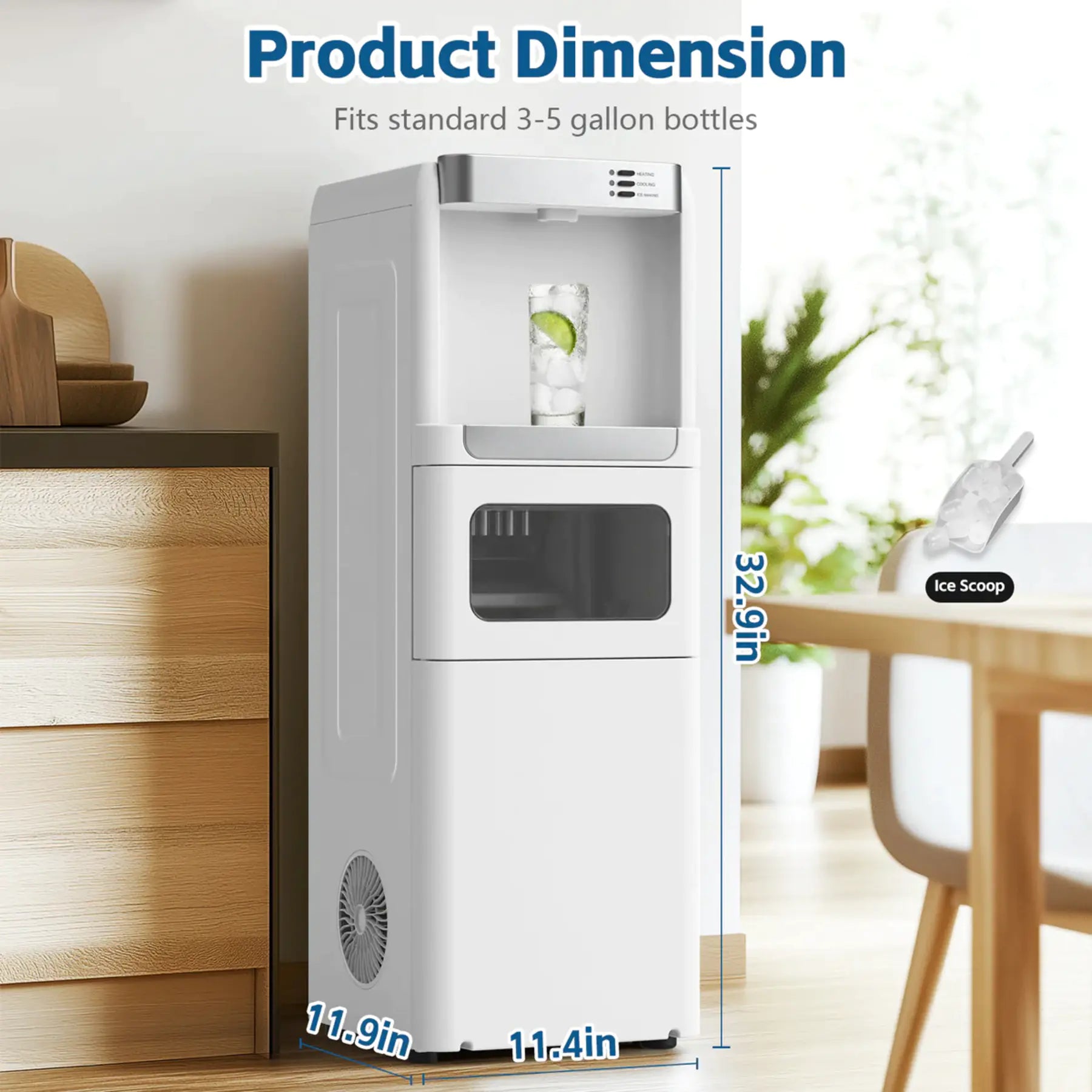 3-in-1 water dispenser with ice maker