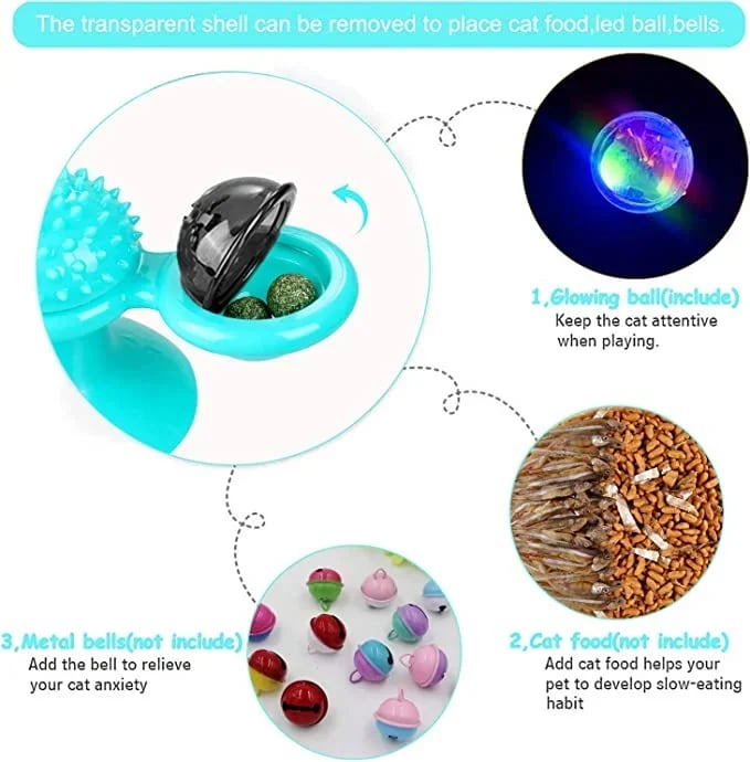 Interactive Cat Windmill Toy – LED & Catnip Ball Spinner for Indoor Exercise & Chewing