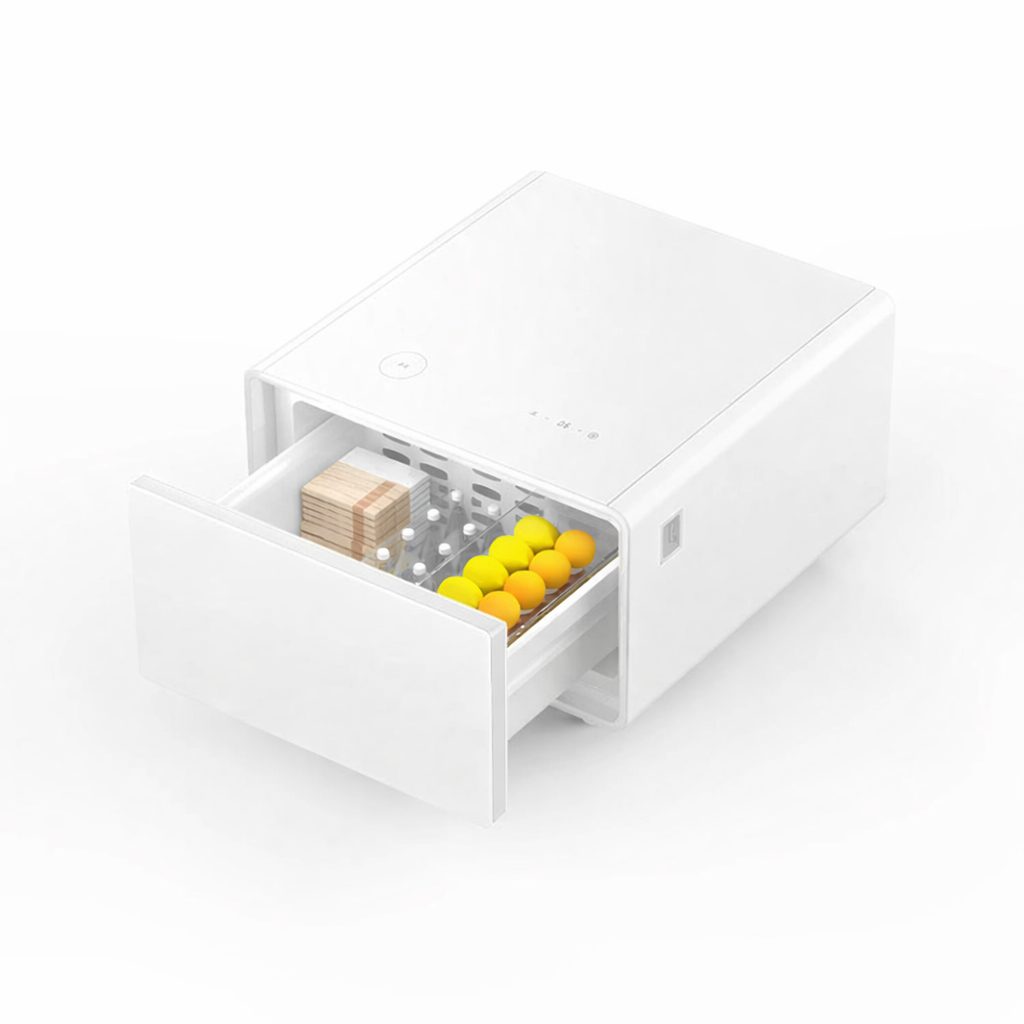 Smart Side Table with Built-In Fridge Drawer & Charging Station