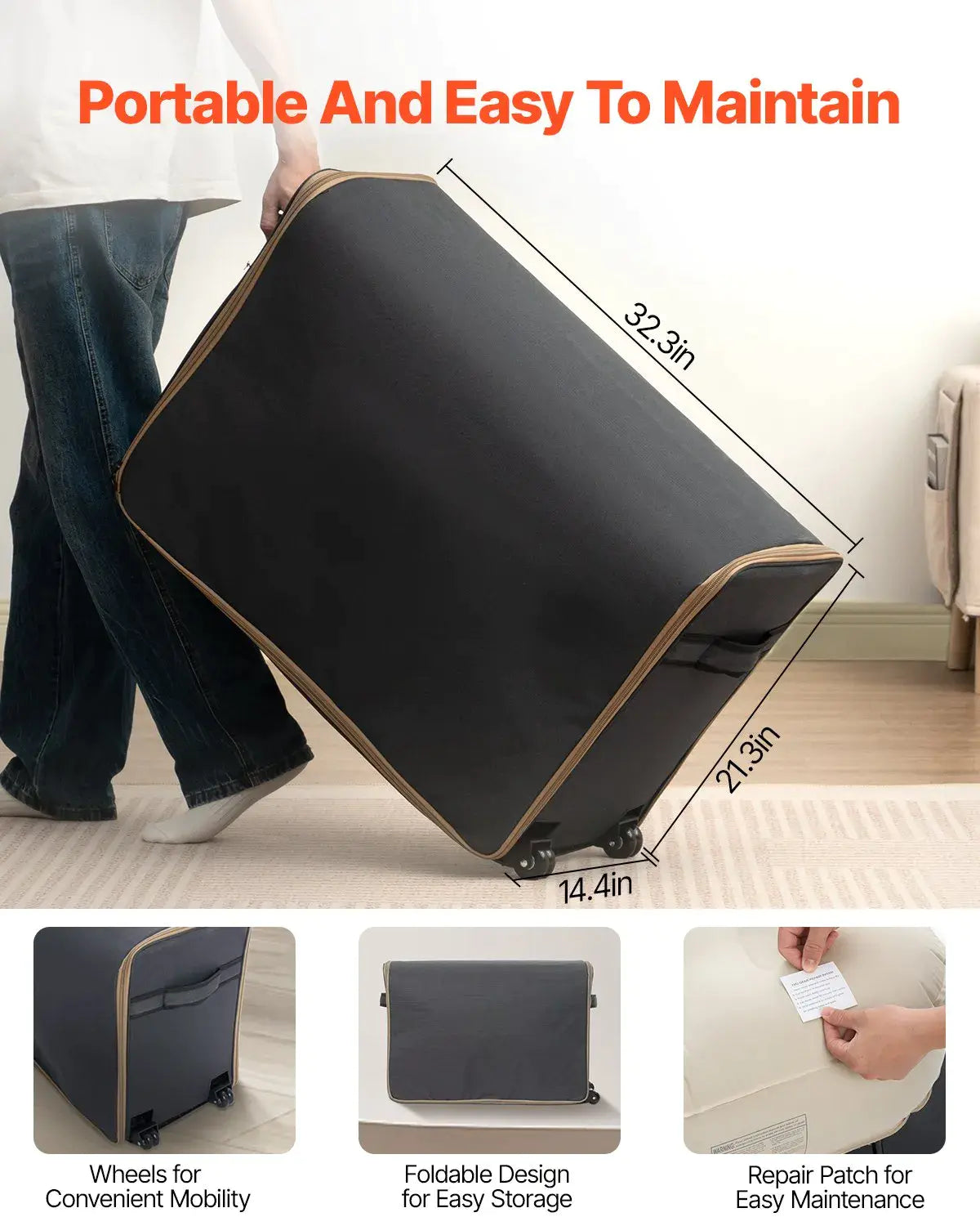 Portable Folding Air Mattress with Frame