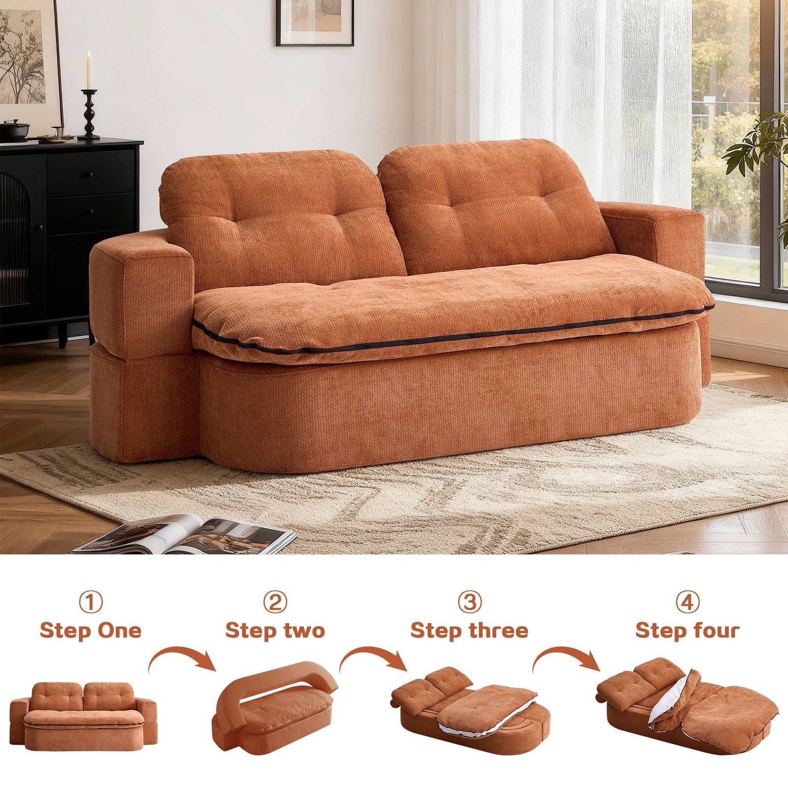 2 in 1 Convertible Sofa Bed — Memory Foam Comfort