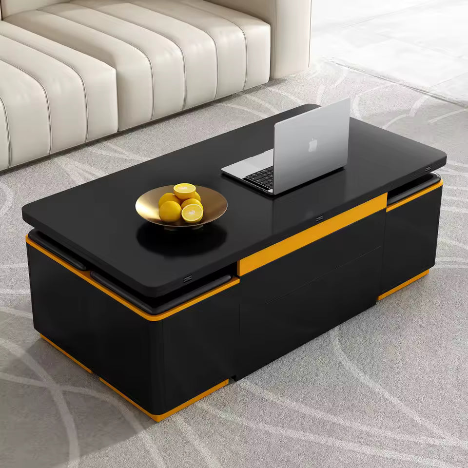 Multifunctional Lift Top Coffee Table With 4 Storage Stools