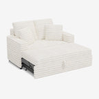 Pull-Out Chaise Lounge Bed with Plush Corduroy Fabric & Supportive Pillows