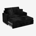 Pull-Out Chaise Lounge Bed with Plush Corduroy Fabric & Supportive Pillows
