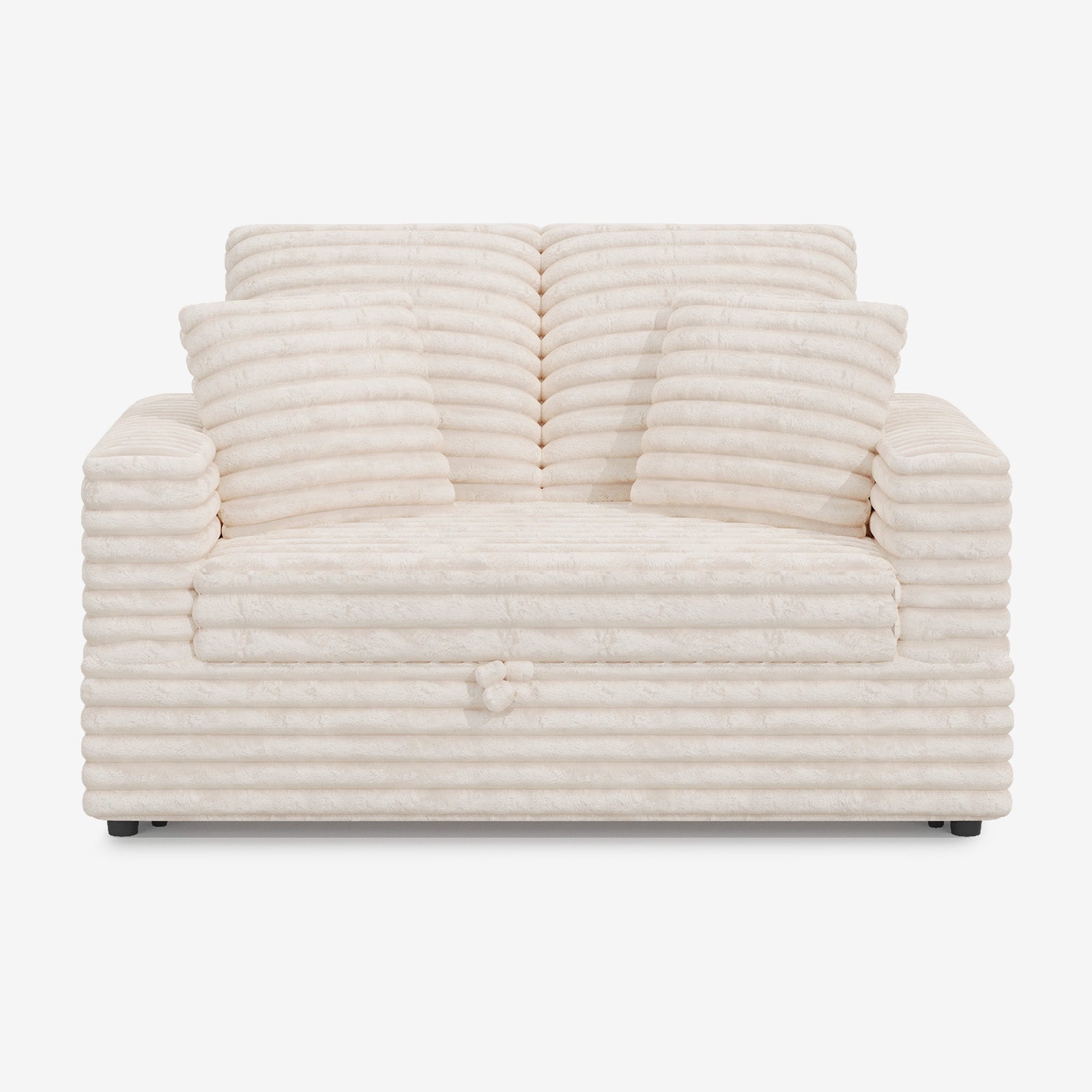 Pull-Out Chaise Lounge Bed with Plush Corduroy Fabric & Supportive Pillows