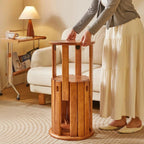 RoundCraft™ Stackable Dining Stool Set – Solid Wood (4-Piece Set)
