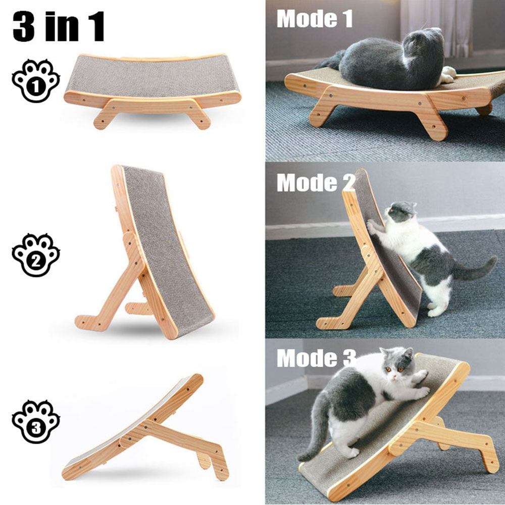 Adjustable Wooden Cat Scratcher Bed