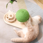 Cat Toy With Scratching Post And Feathers - Interactive Play Station For Cats